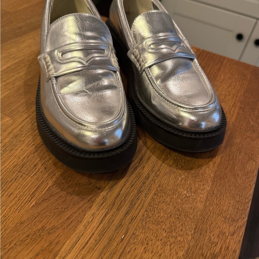 Zara Silver Loafers